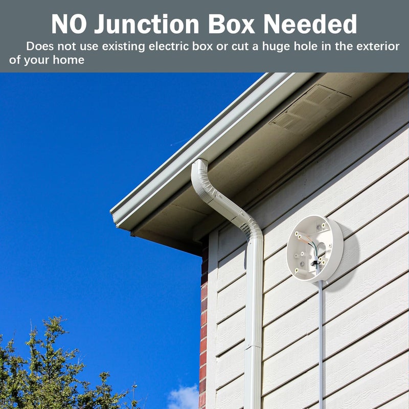 iTODOS Plug-in Mount for Floodlight Cams with 30ft/9m Weatherproof Power Cable for Floodlight Cam Wired Plus/Pro,WYZE Floodlight Camera v2/Pro,Blink Wired Floodlight Camera,Electrical Box and Cord Kit - Image 4